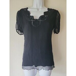 Uluwatu Balinese Black Lace Corset Top Small 100% Silk Hand-Made